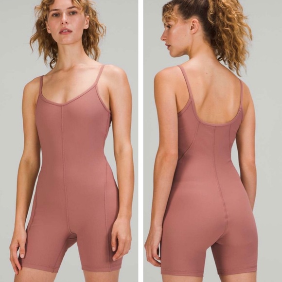 lululemon athletica Pants - Lululemon Ribbed Contoured Unitard 6” Length, Spiced Chai Mauve Pink, Size 2